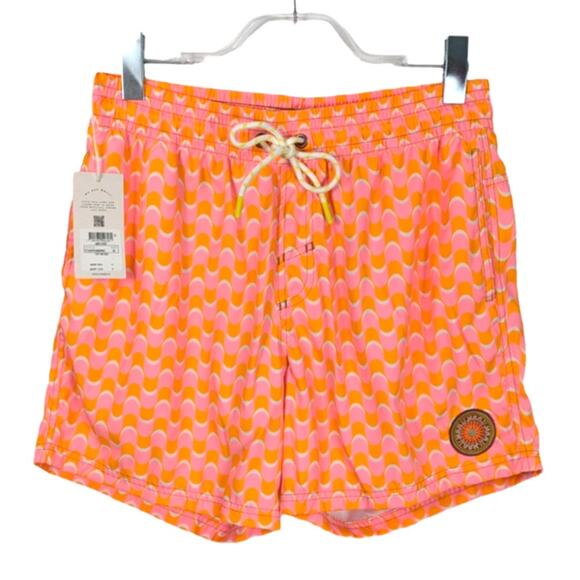 Maaji Sailor Sporty Men’s Swim Trunks Pink Orange Graphic Print Shorts M NWT - Picture 2 of 13